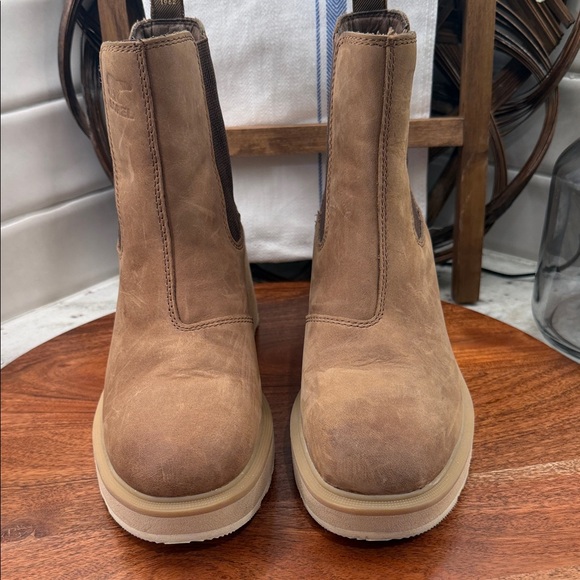 Sorel Women's Hi-Line Heel Chelsea Brown Boots - Waterproof Suede